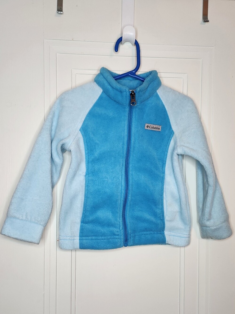 Columbia Toddler Kids Benton Springs Full Zip Fleece Jacket Blue 3T GUC